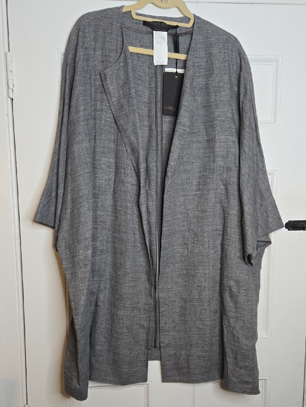 Marina Rinaldi Heather Gray Kimono Linen Jacket, Size 18